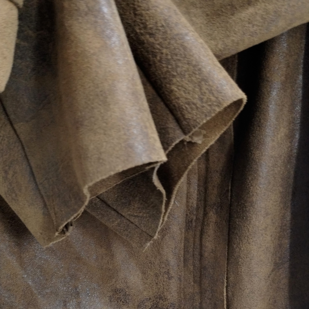 BNCI Vegan‎ Suede Moto Jacket Brown Crackle Zip Drape - Picture 6 of 10